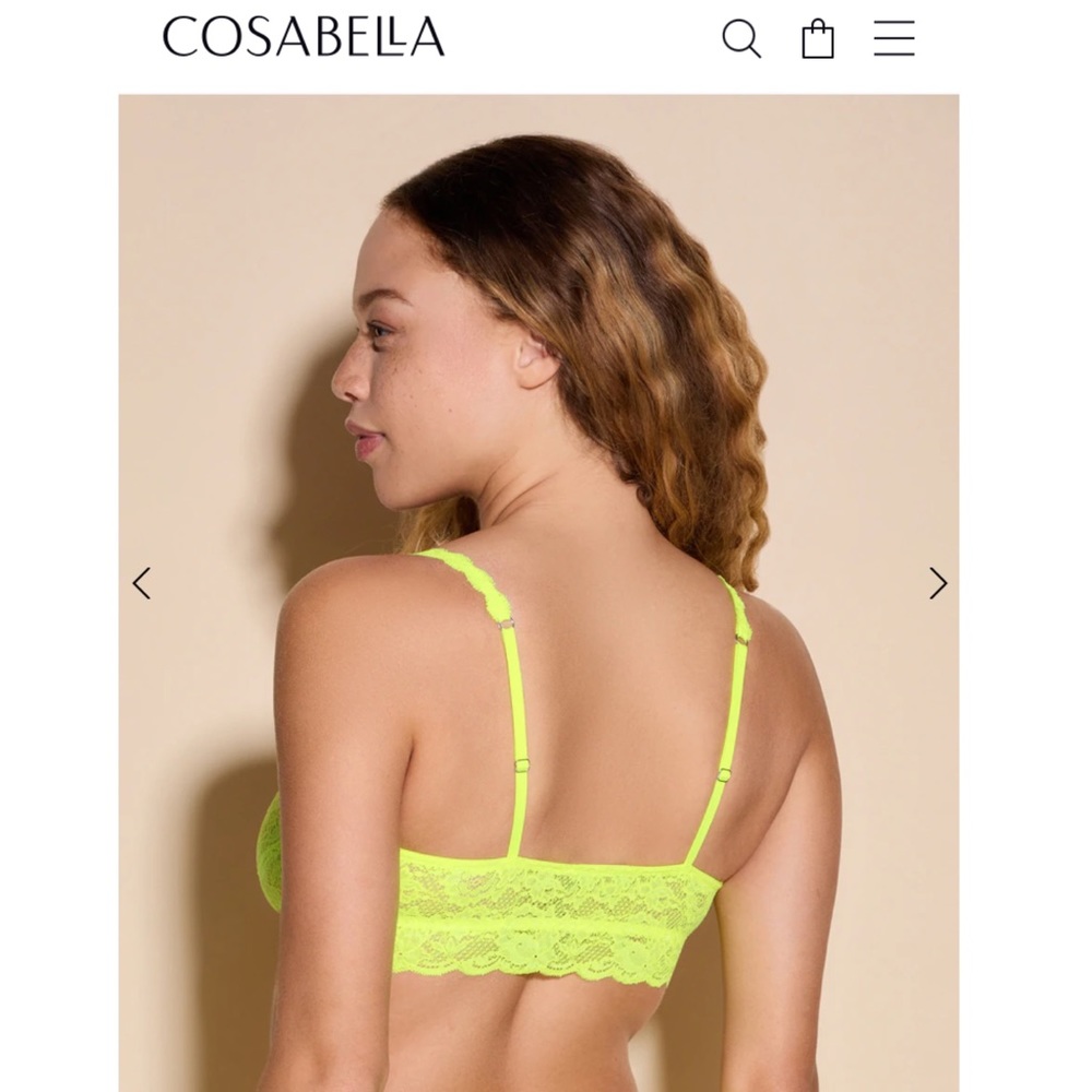 NWT 🇮🇹Cosabella NeverSayNever Fluorescent Yellow Sweetie Lace Bralette - Picture 3 of 15